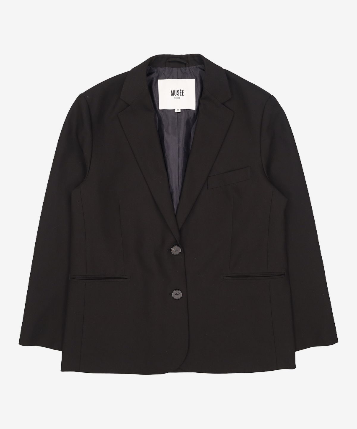 뮤제(MUSEE) [ESSENTIEL] PIANO Classic Two-Button Oversized Jacket - Black 38