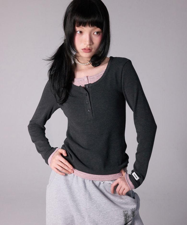 [브랜드위크 20%쿠폰] ESSENTIAL LAYERED LONG SLEEVE_CHARCOAL