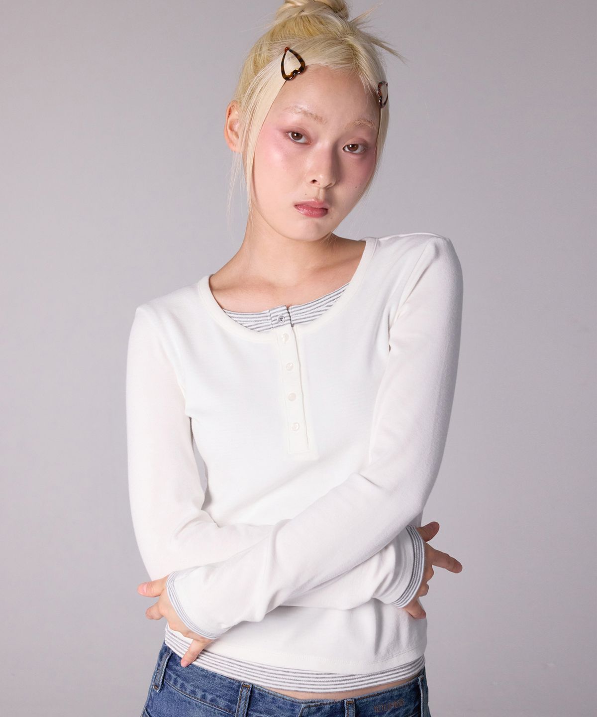 유희(YOUHEE) ESSENTIAL LAYERED LONG SLEEVE_WHITE
