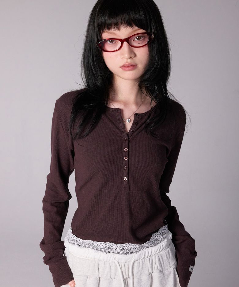 ESSENTIAL LOOSE FIT BUTTON LONG SLEEVE_PURPLE