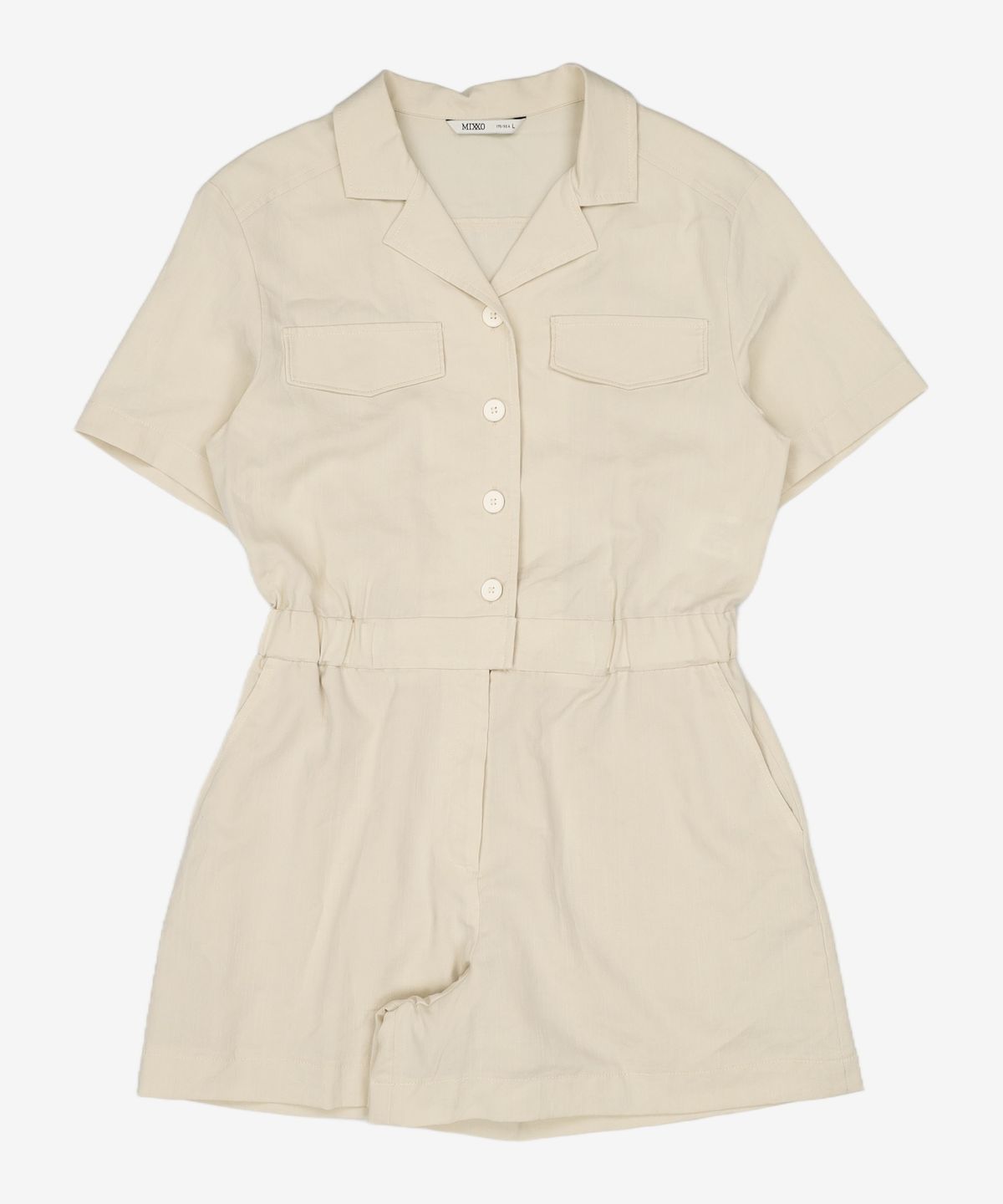 미쏘(MIXXO) 셔츠카라 반팔 점프수트 MIWOWC803G L