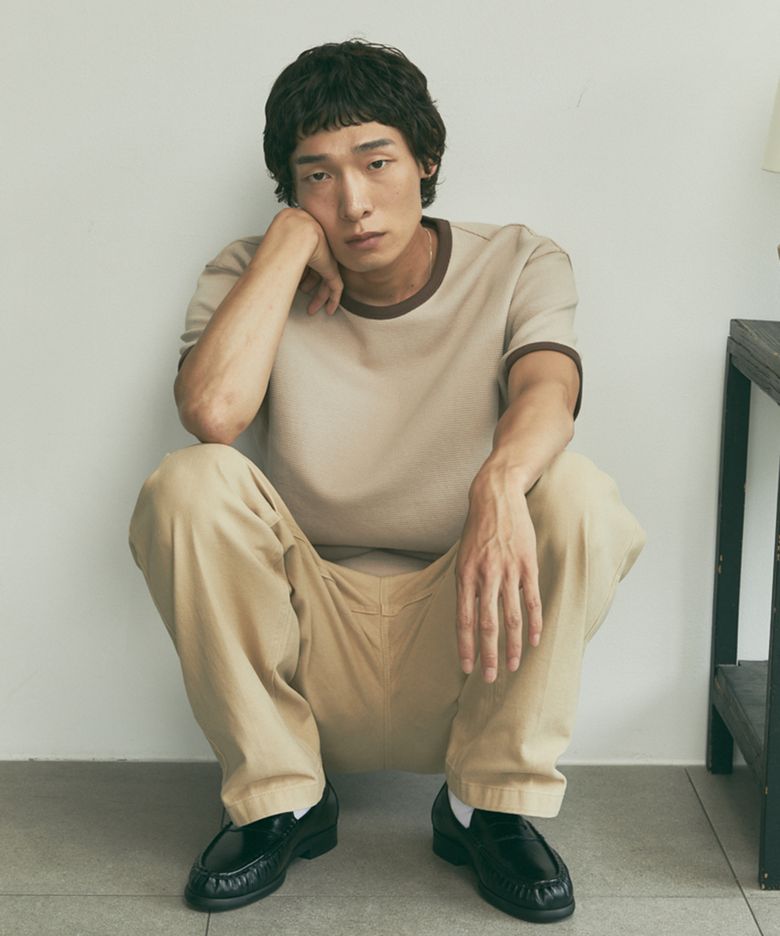 와플 라운드넥 반팔 티셔츠