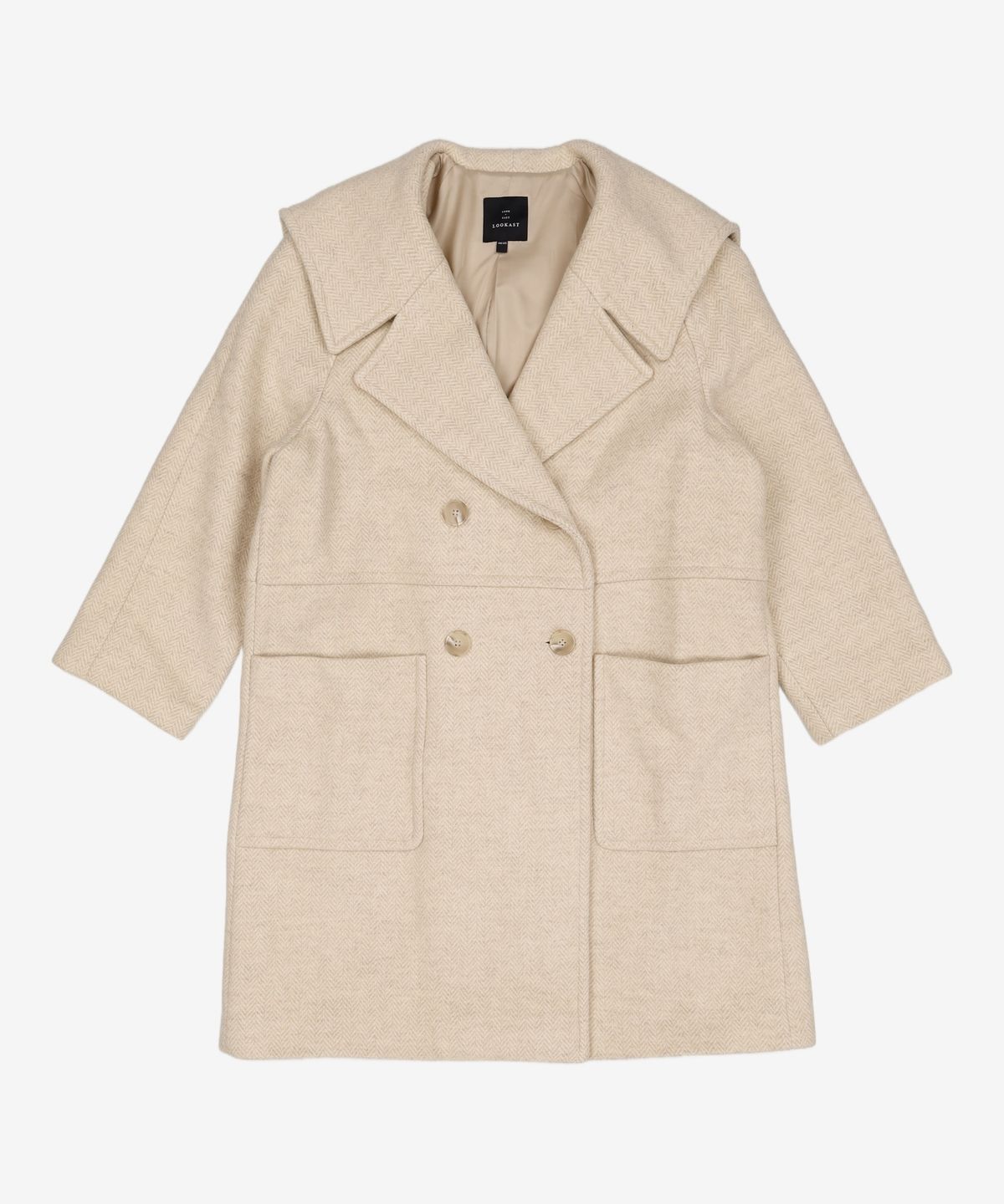 룩캐스트(LOOKAST) LIGHT BEIGE OVERFIT WOOL CAPE COAT