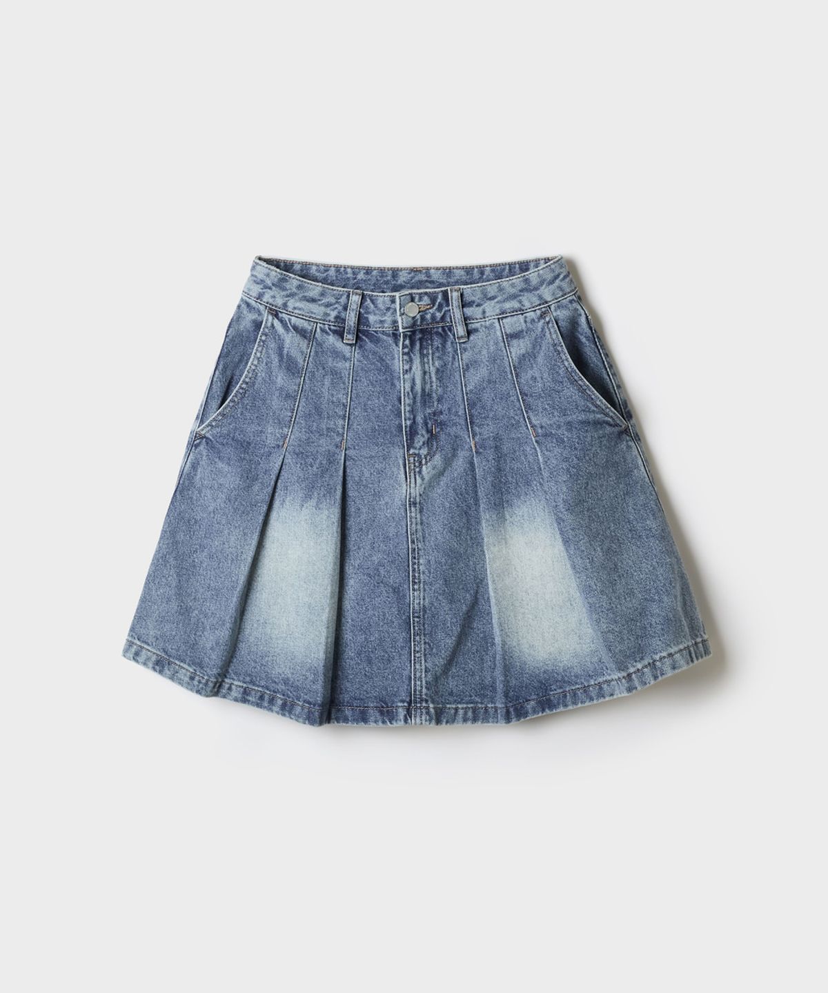 스파오(SPAO) 데님 플리츠 미디 스커트_SPWJG49G02