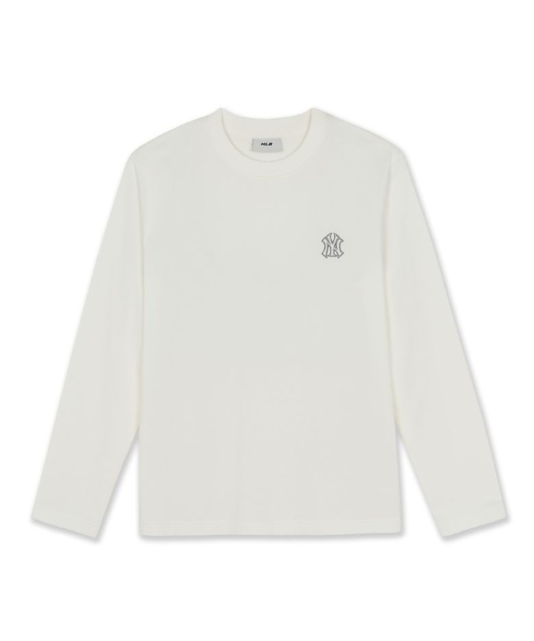 베이직 스몰로고 세미오버핏 긴팔 티셔츠 NY (Ivory)