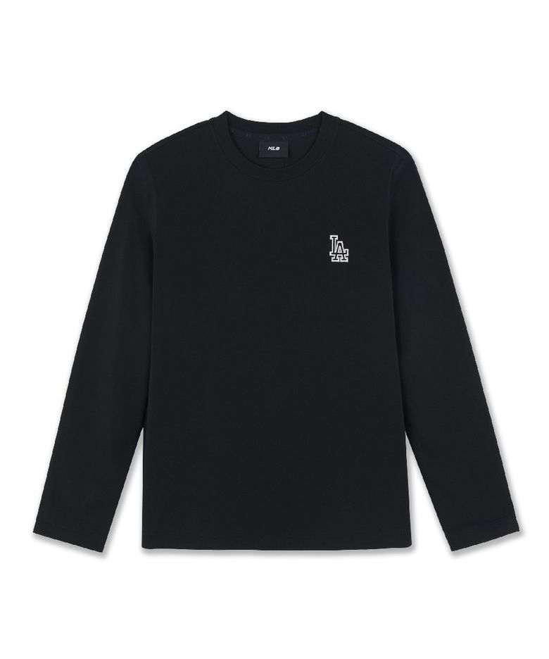 베이직 스몰로고 세미오버핏 긴팔 티셔츠 LA (Black)