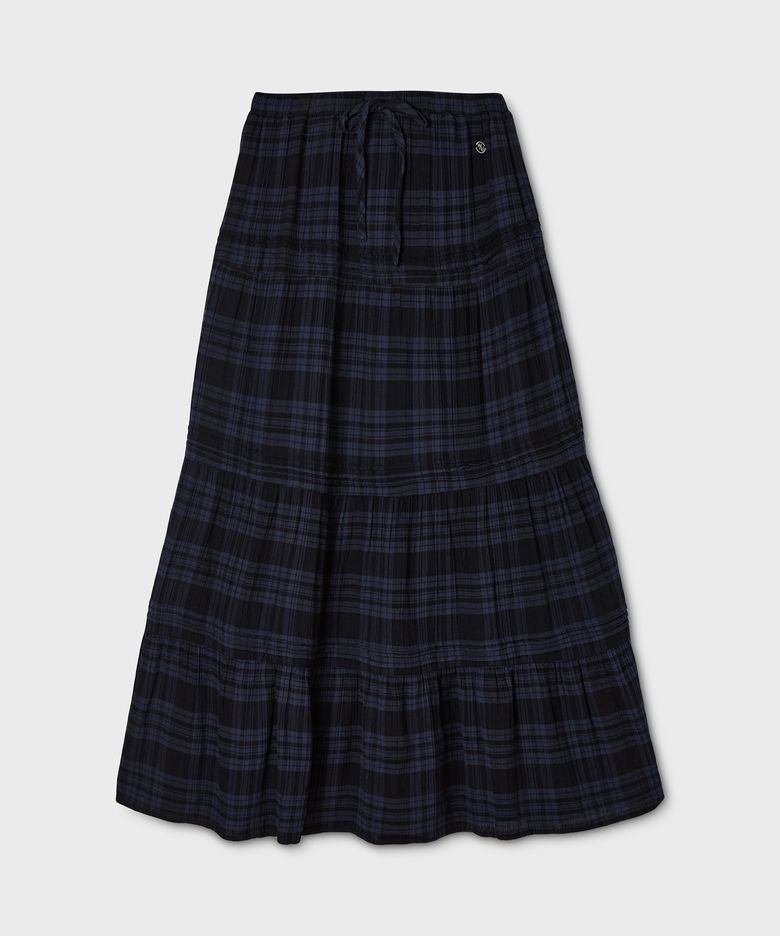 Check Long Tiered Skirt / WHWHG3822F