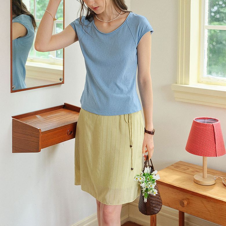 SR_Drawstring elegant skirt