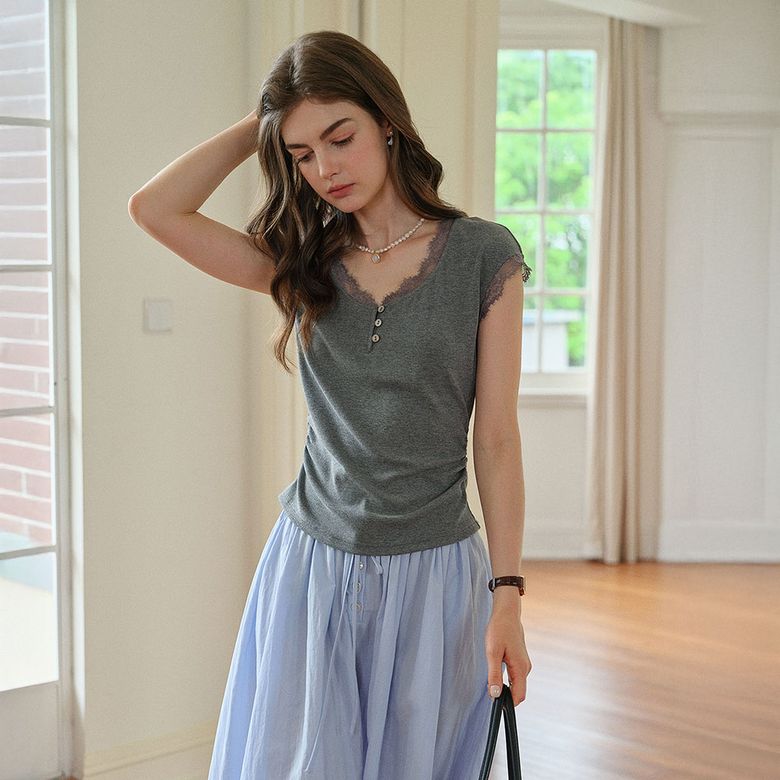 SR_Lace u-neck short top