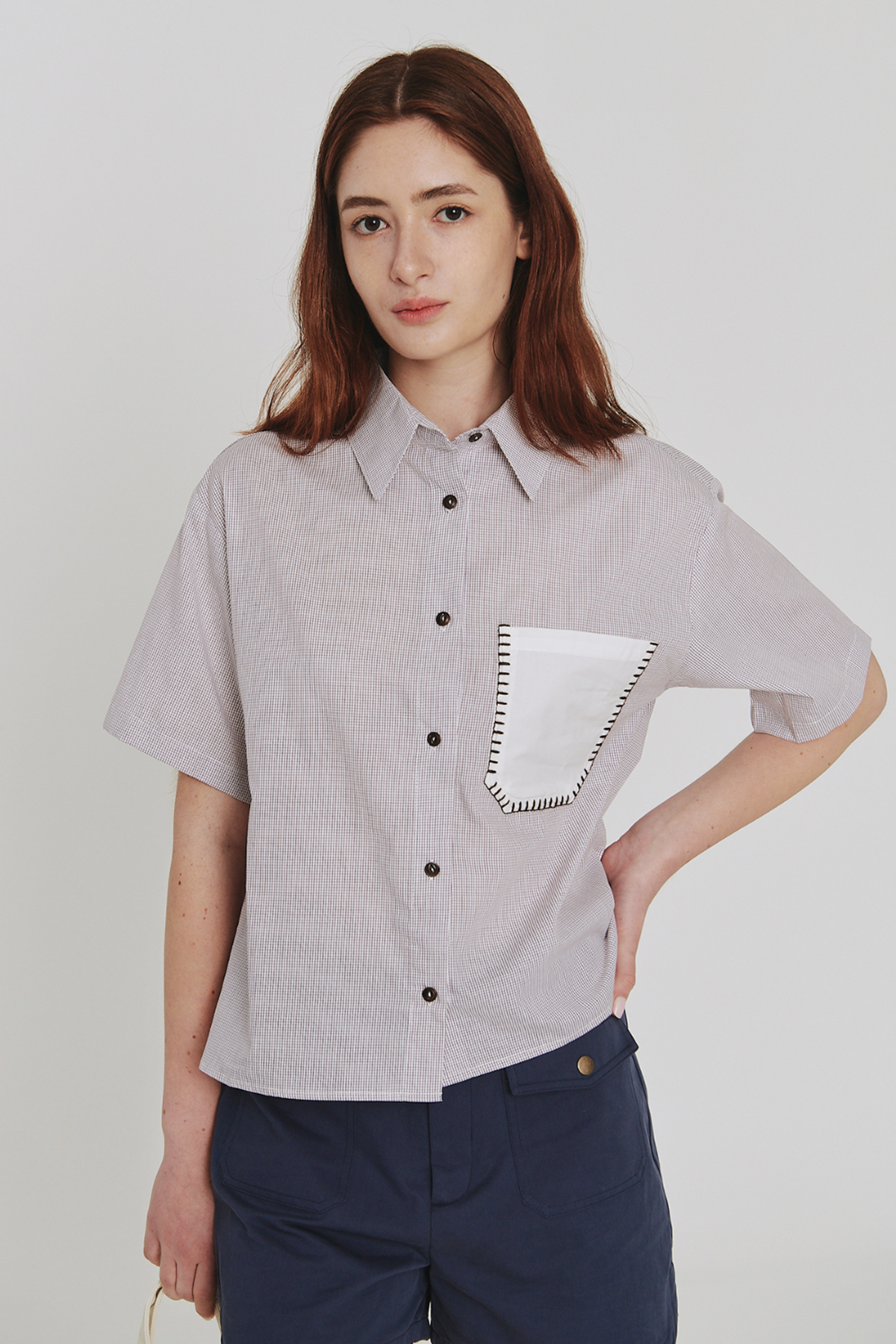 르몽생미셸(LE MONT ST MICHEL) CASTELANE - Microcheck shirt_Purple