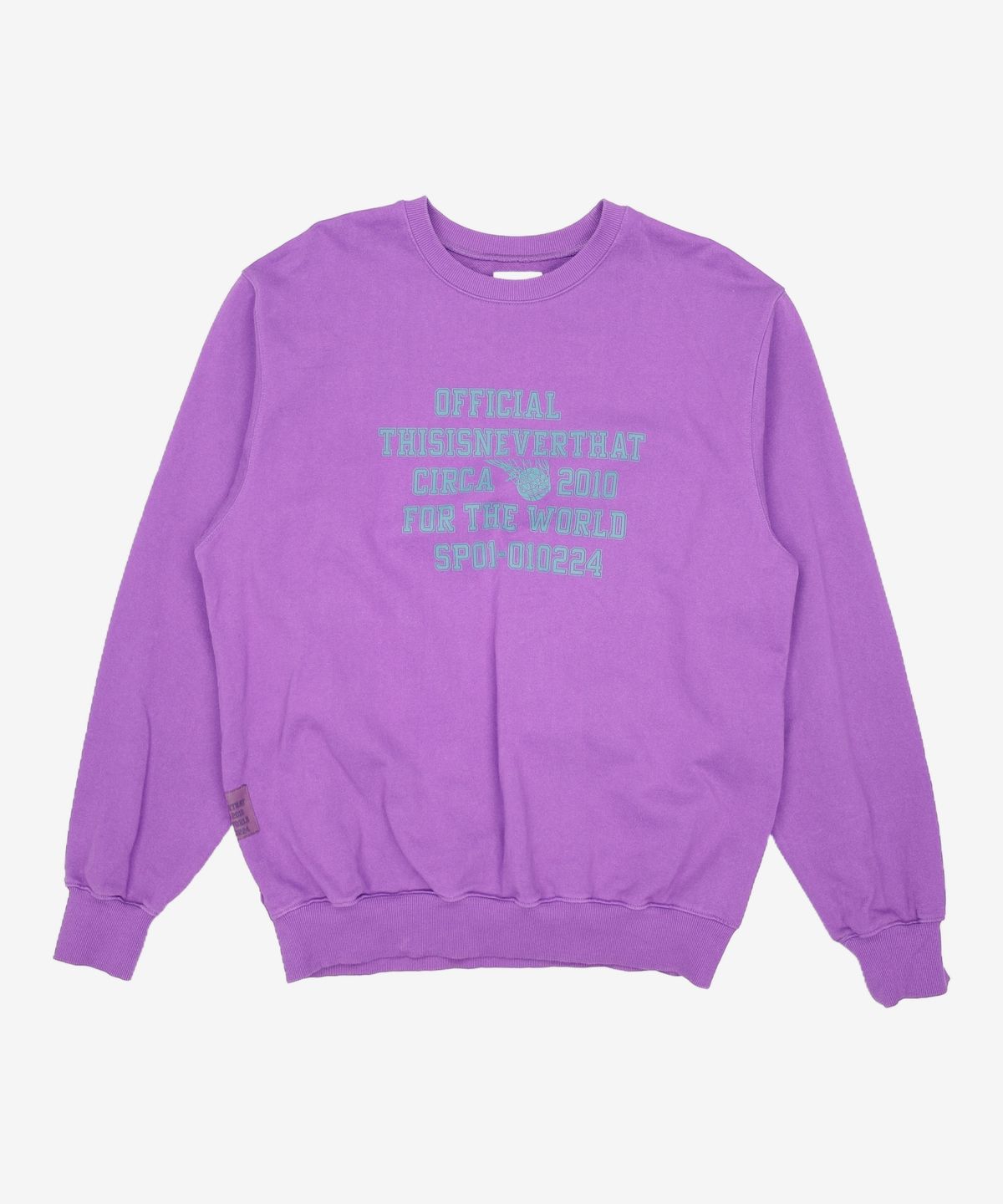 디스이즈네버댓(THISISNEVERTHAT) For The World Crewneck Purple XL