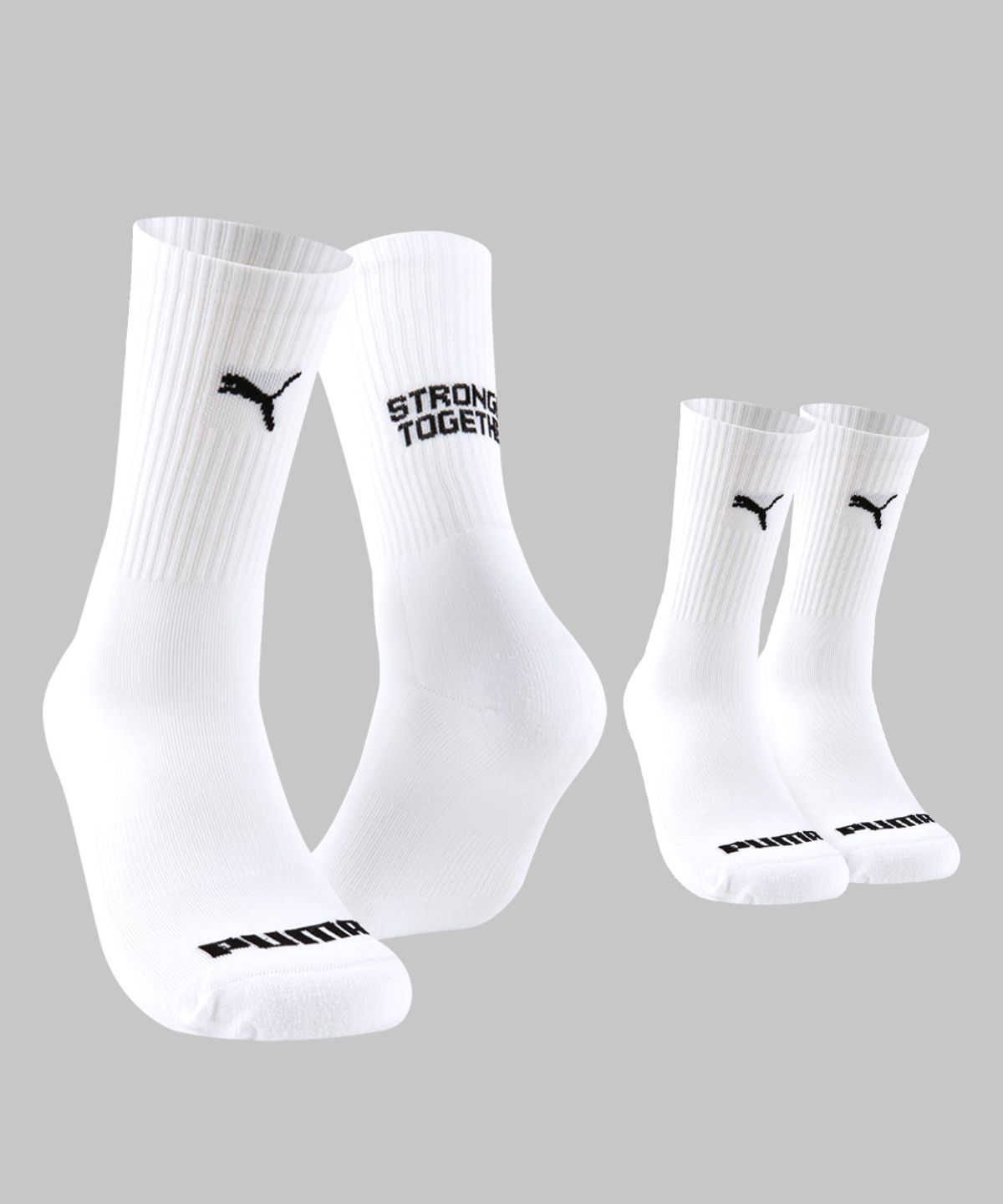 푸마양말(PUMA SOCKS) 남성 프리미엄 레터링 크루 양말 화이트 3팩(PACK)