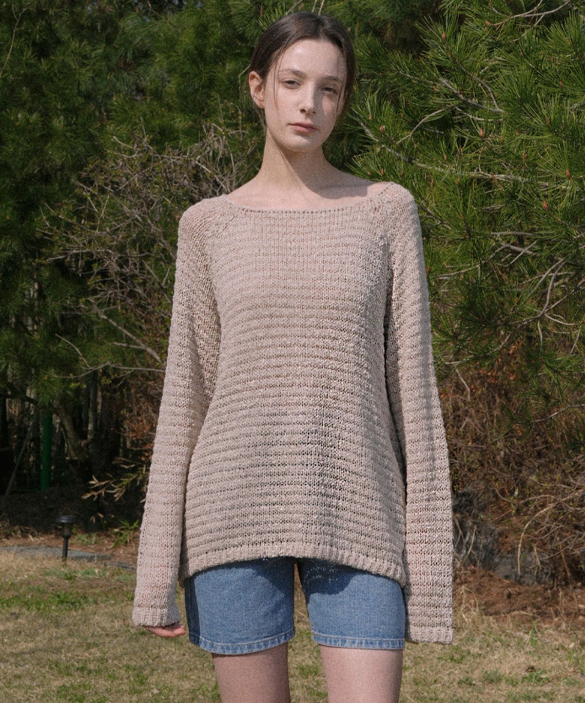 블레티(VLETI) Boat-neck Long Sleeve Knit (beige)