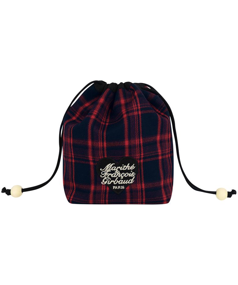 HEART CLASSIC LOGO STRING POUCH red