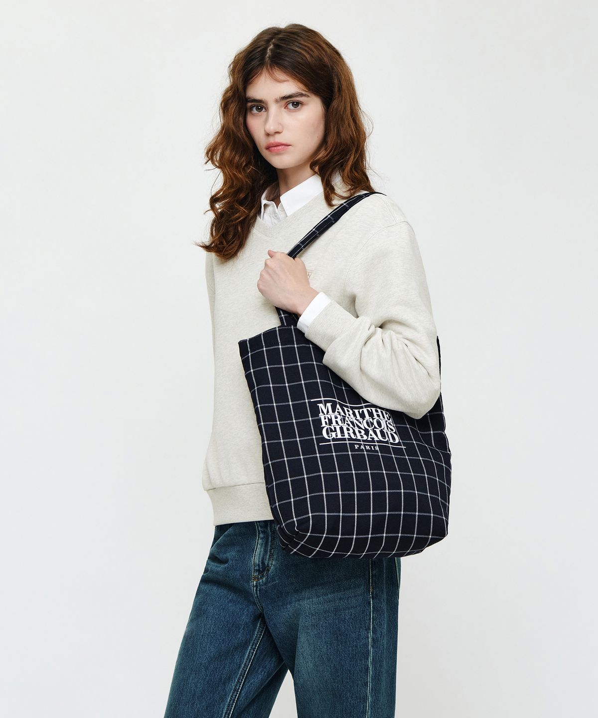 마리떼 프랑소와 저버(MARITHÉ + FRANҪOIS GIRBAUD) CLASSIC LOGO CHECK ECO BAG navy