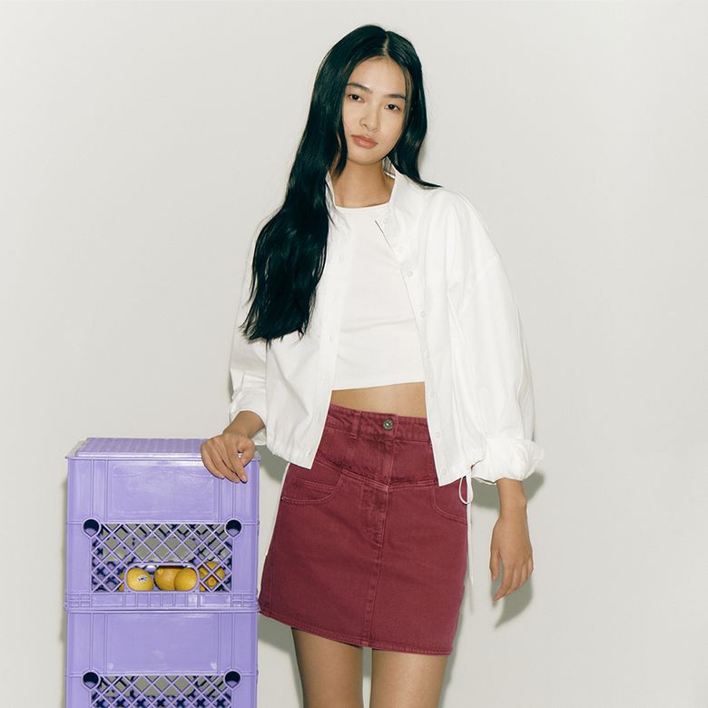 하이넥 스트링 크롭 점퍼 EMP2EOT200