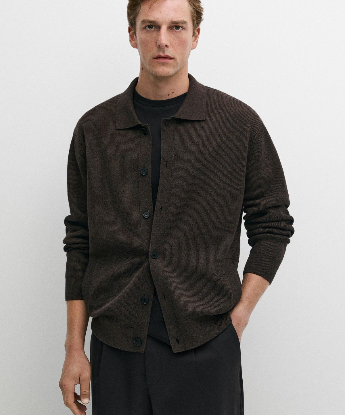 마시모두띠(MASSIMO DUTTI) 100% 코튼 폴로넥 니트 가디건