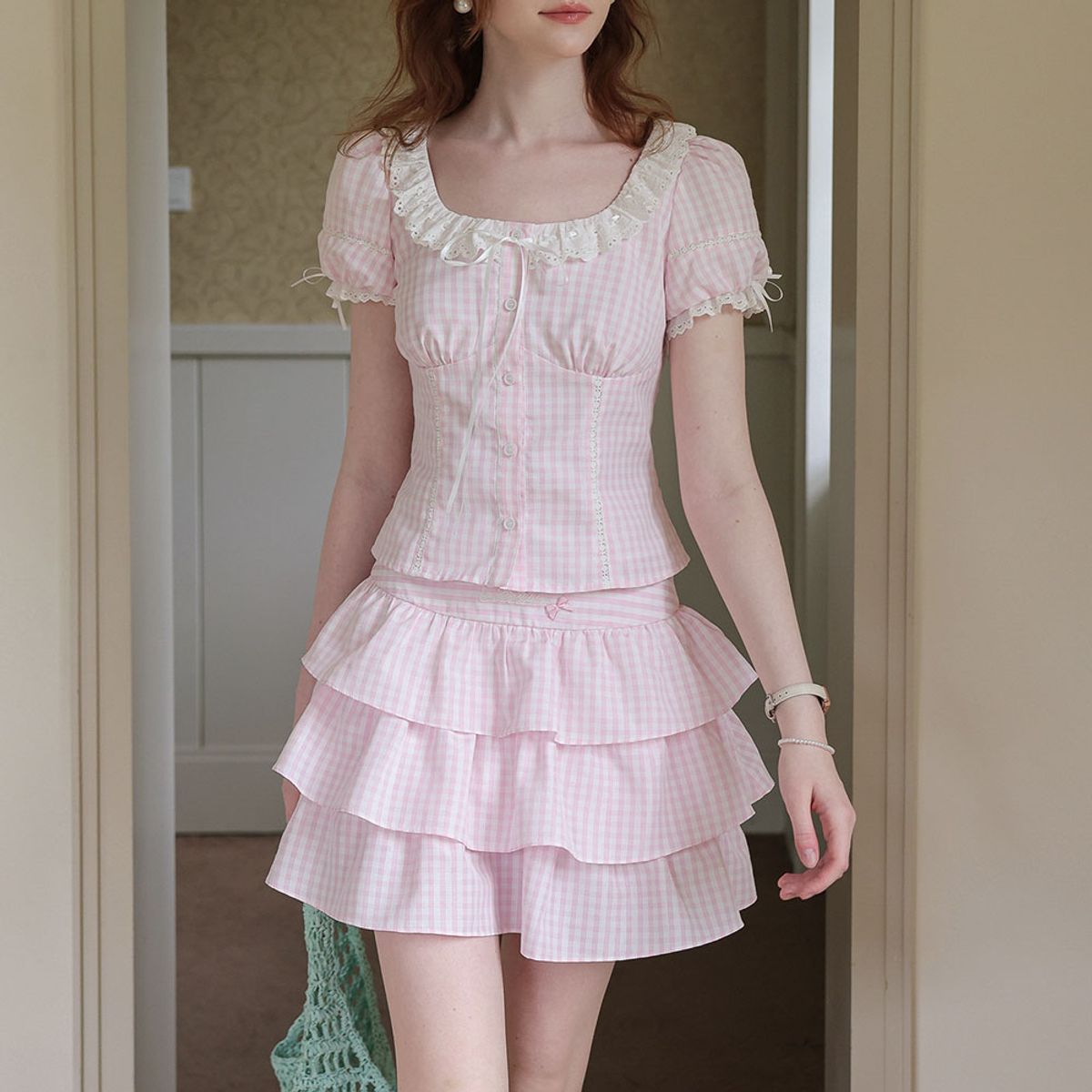 쎄무아듀(CEST MOIDEW) Cest_Gingham tiered skirt