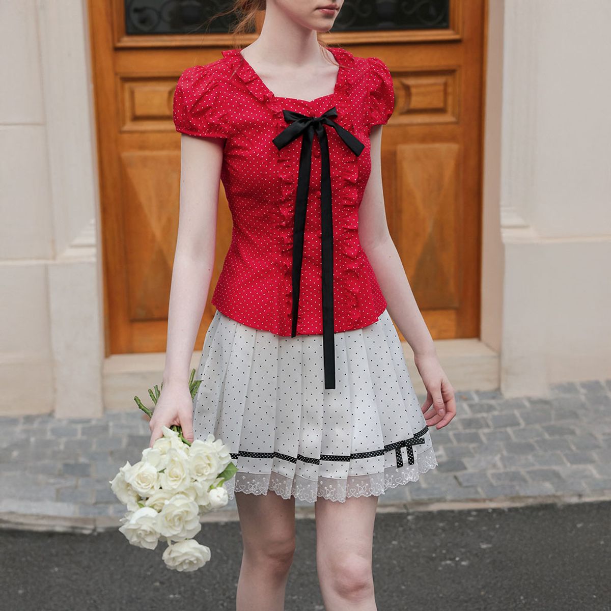 쎄무아듀(CEST MOIDEW) Cest_Polka dot lace trim skirt