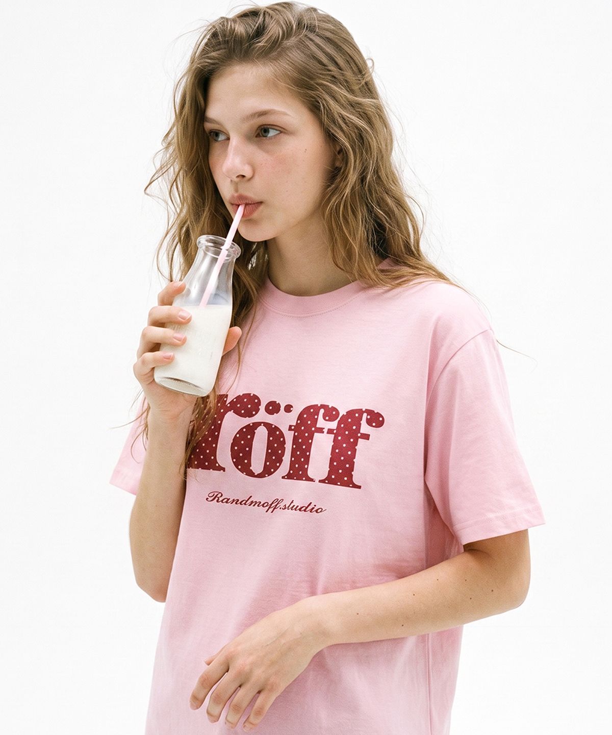 랜덤오프(RANDOMOFF) RÖFF TYPE PLAY DOT T-SHIRT [BERRY MILK]