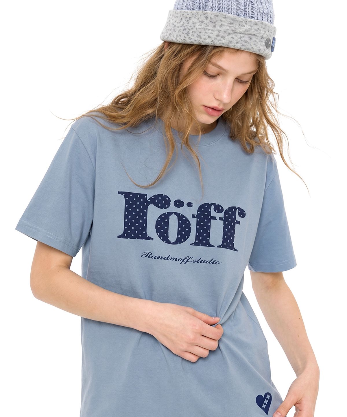 랜덤오프(RANDOMOFF) RÖFF TYPE PLAY DOT T-SHIRT [BLUE MOON]