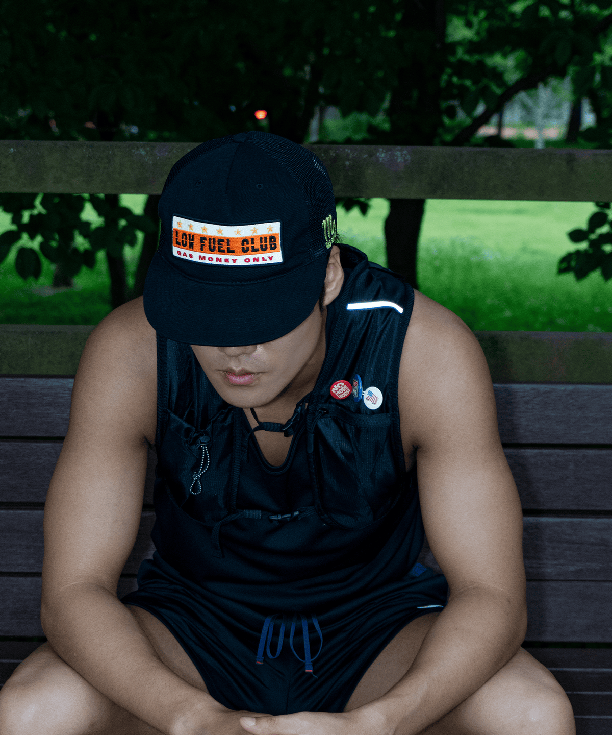 헤이미스터트러커(HEY MR TRUCKER) LOW FUEL CLUB 5PANEL MESH CAP - BK/OR