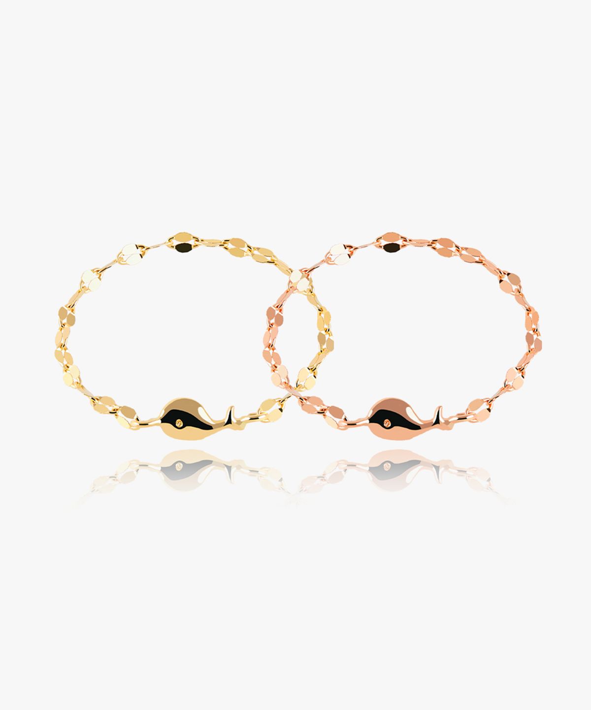 엘렌쥬얼리(HELENE JEWELRY) 14k 스몰 고래 리틀 아몬드 체인 금 반지