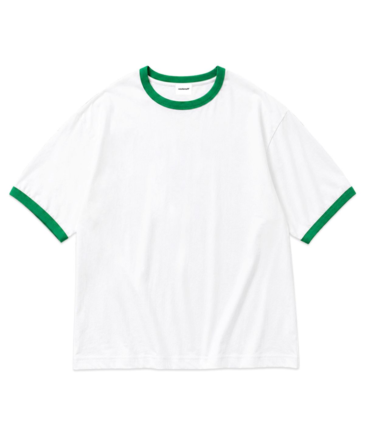 랜덤오프(RANDOMOFF) [Unisex] BASIC LINE RINGER T-SHIRT [WHITEGREEN]