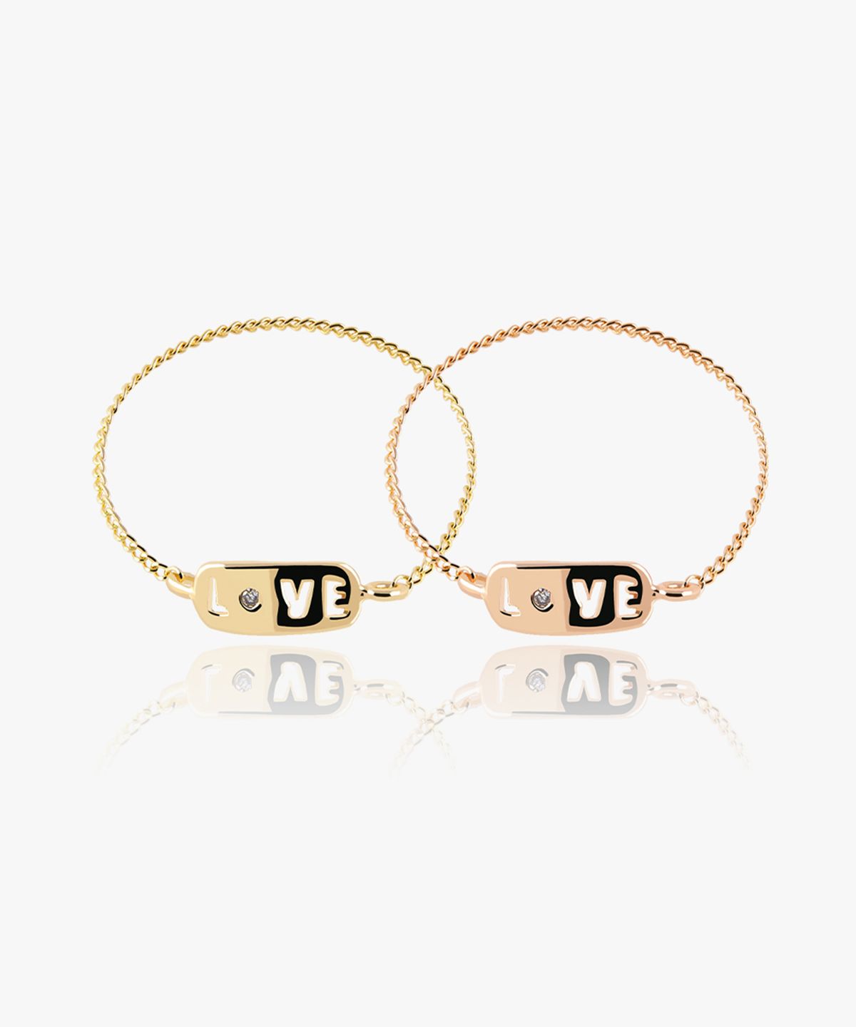 엘렌쥬얼리(HELENE JEWELRY) 14K 러브 스타일 커브 스틱 체인 금 반지