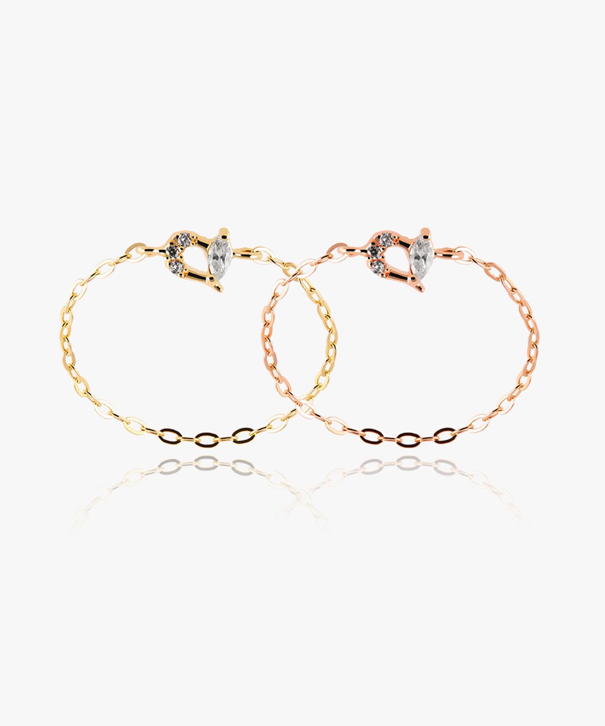 엘렌쥬얼리(HELENE JEWELRY) 14K 메리 하트 큐빅 모줄 체인 금 반지