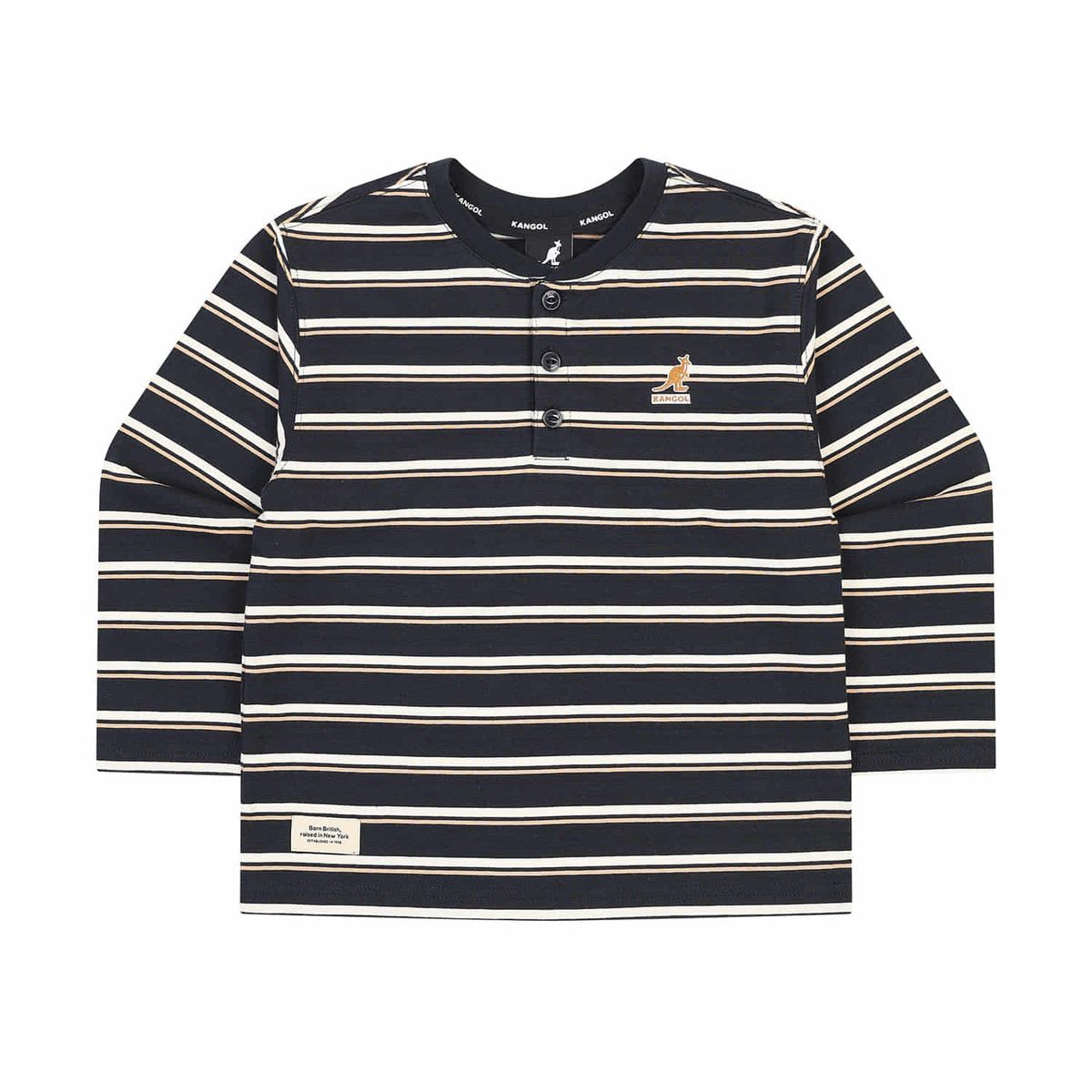 캉골키즈(KANGOL KIDS) 헨리넥 스트라이프 티셔츠 SC 0107 네이비