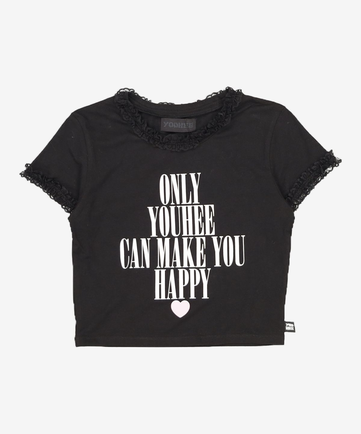 유희(YOUHEE) LACE LETTERING BABY T-SHIRTS BLACK FREE
