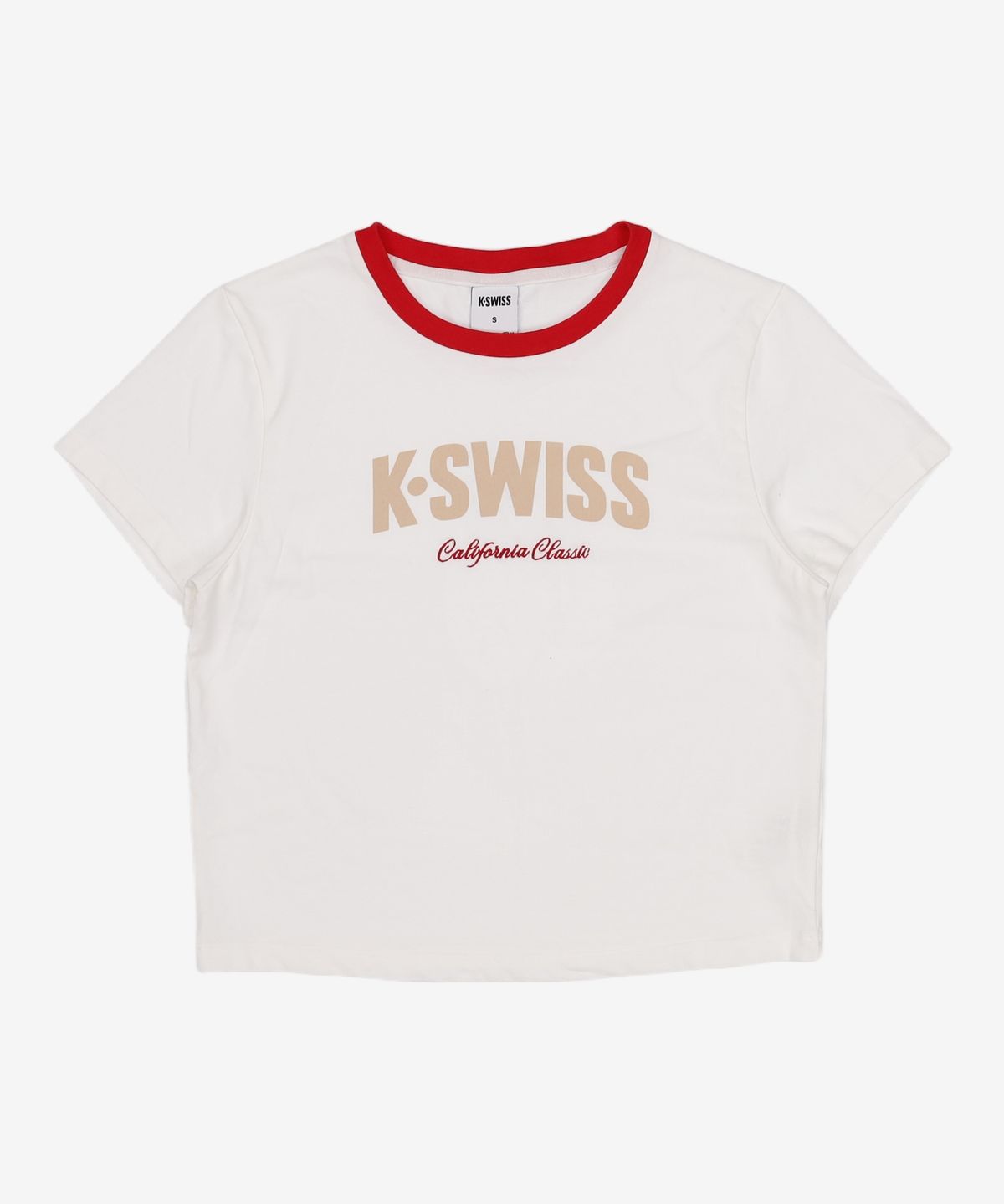 케이스위스(K-SWISS) 여성 60th 로고 크롭 티_1KSTSMV509WH S