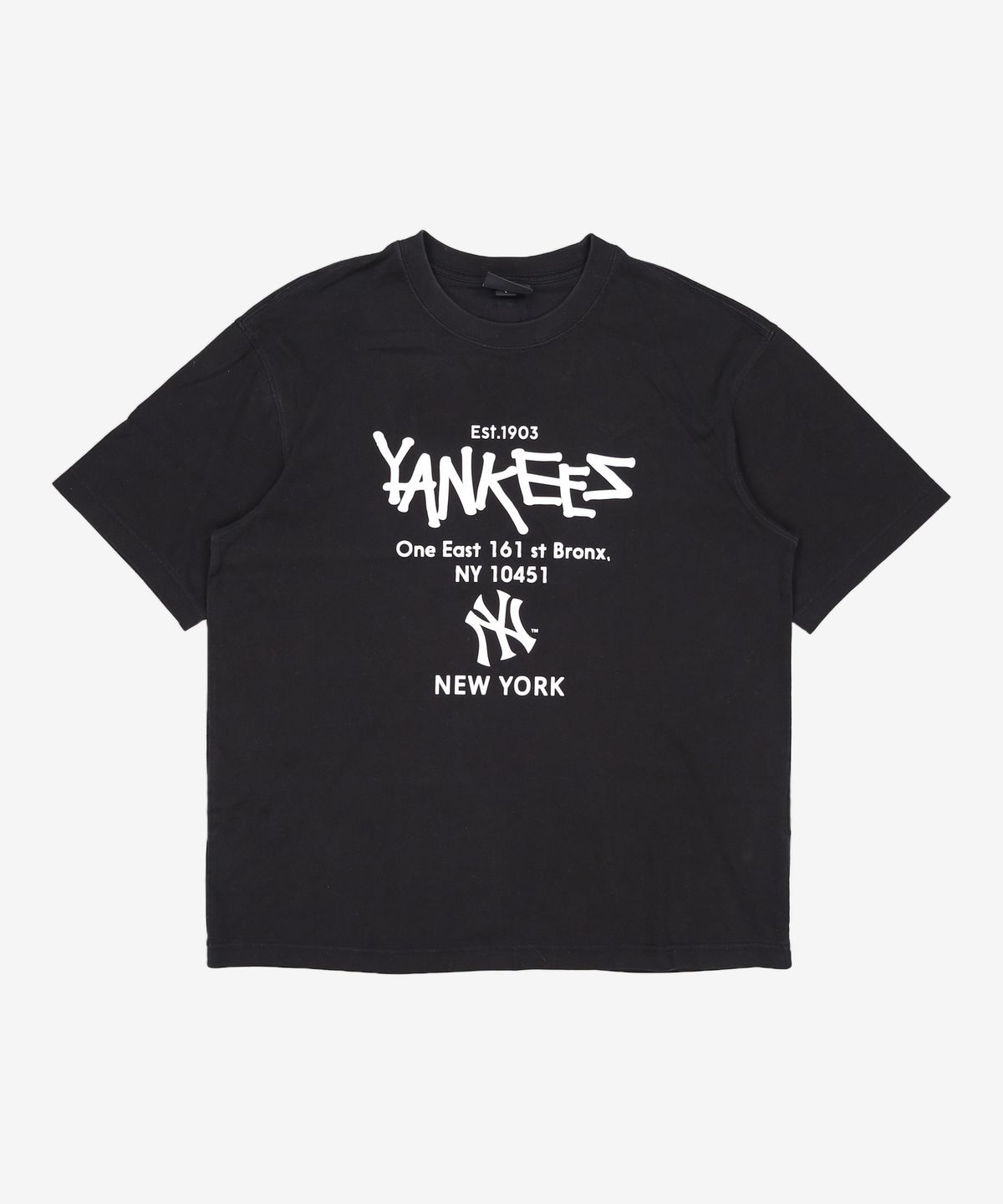 엠엘비(MLB) 베이직 레터링 오버핏 반팔 티셔츠 NY (Black) L
