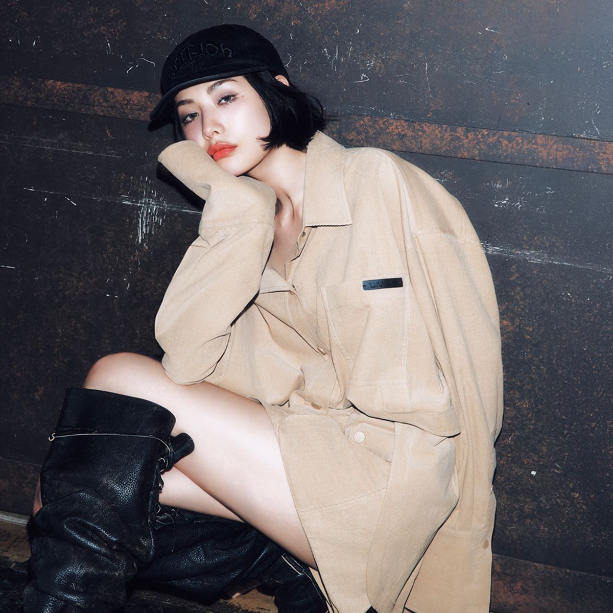 이비엠(EBM) 빈티지 프린지 디테일 볼캡 EMP8AHT010