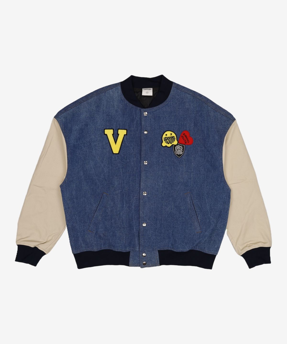벌스원(VERSE ONE) PLUMERIA PATCHED FLEECE JACKET CREAM L