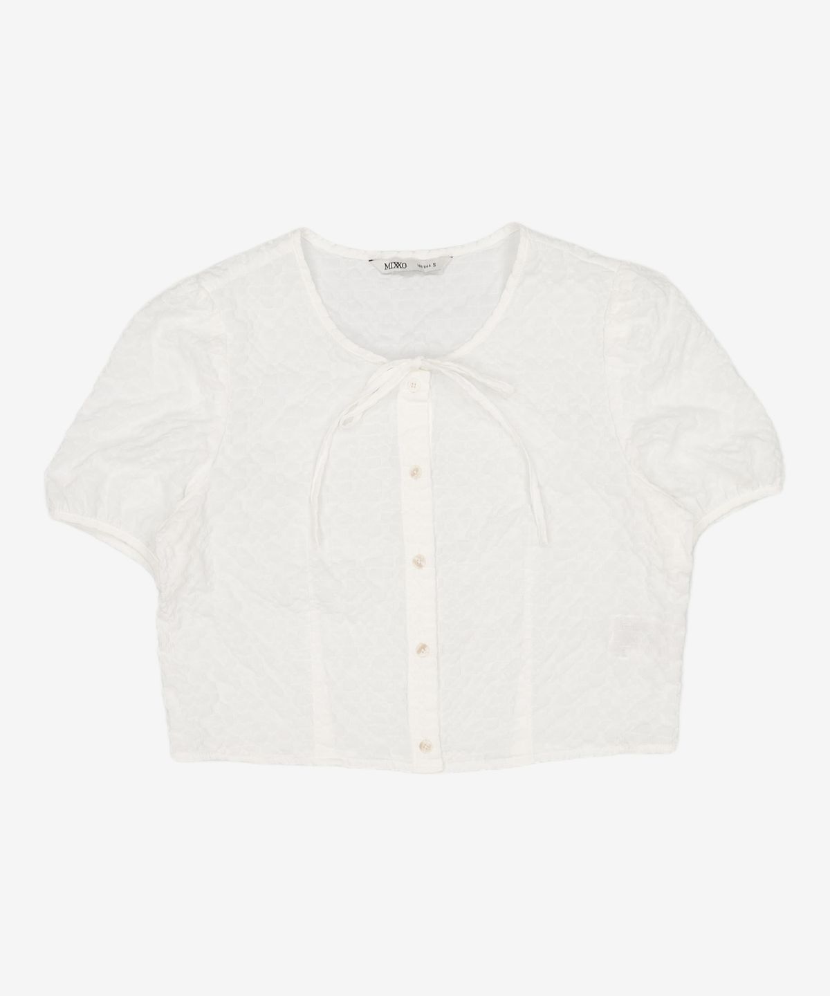미쏘(MIXXO) 라운드넥 리본 블라우스_MIWBWD503G S