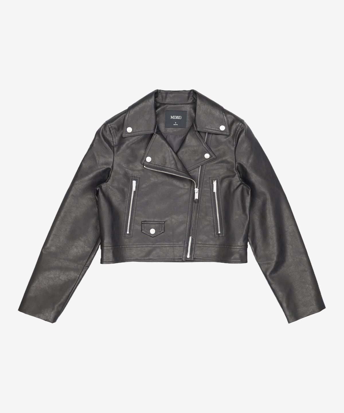 미쏘(MIXXO) 비건레더 숏 라이더 자켓_MIWJLDT01G S