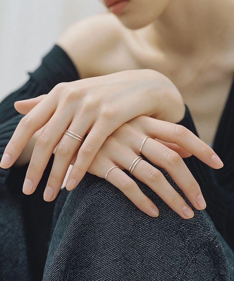 레이어드 은 실반지