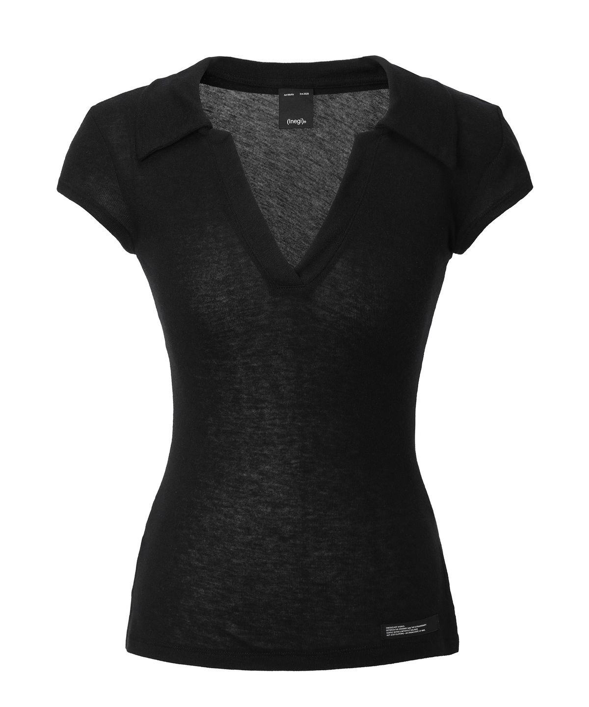 이네기(INEGI) Veiled Collar Short Sleeve (black)