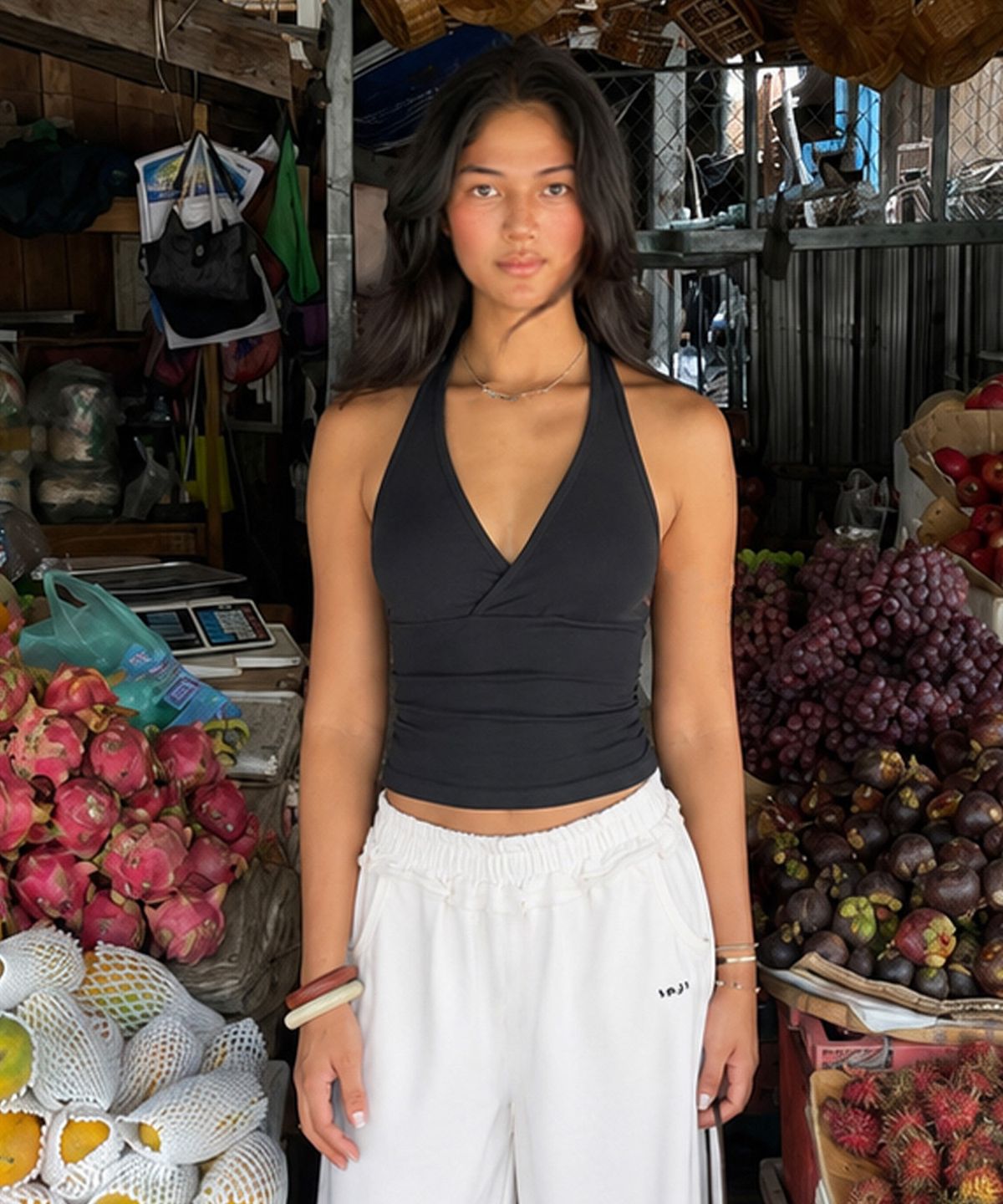 인지액티브(INJIACTIVE) Wrap Sleeveless Top 블랙