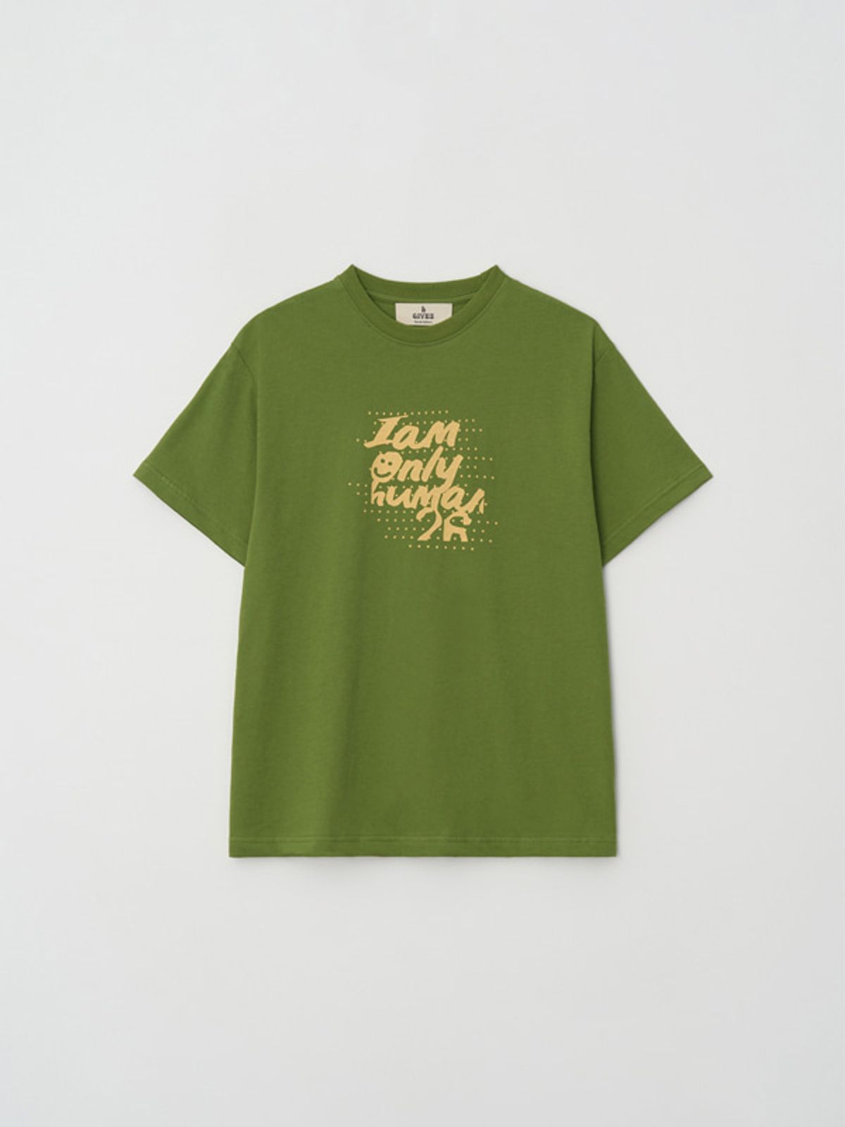 기브즈(GIVEZ) 온리휴먼 그래픽 반팔 티셔츠_올리브
