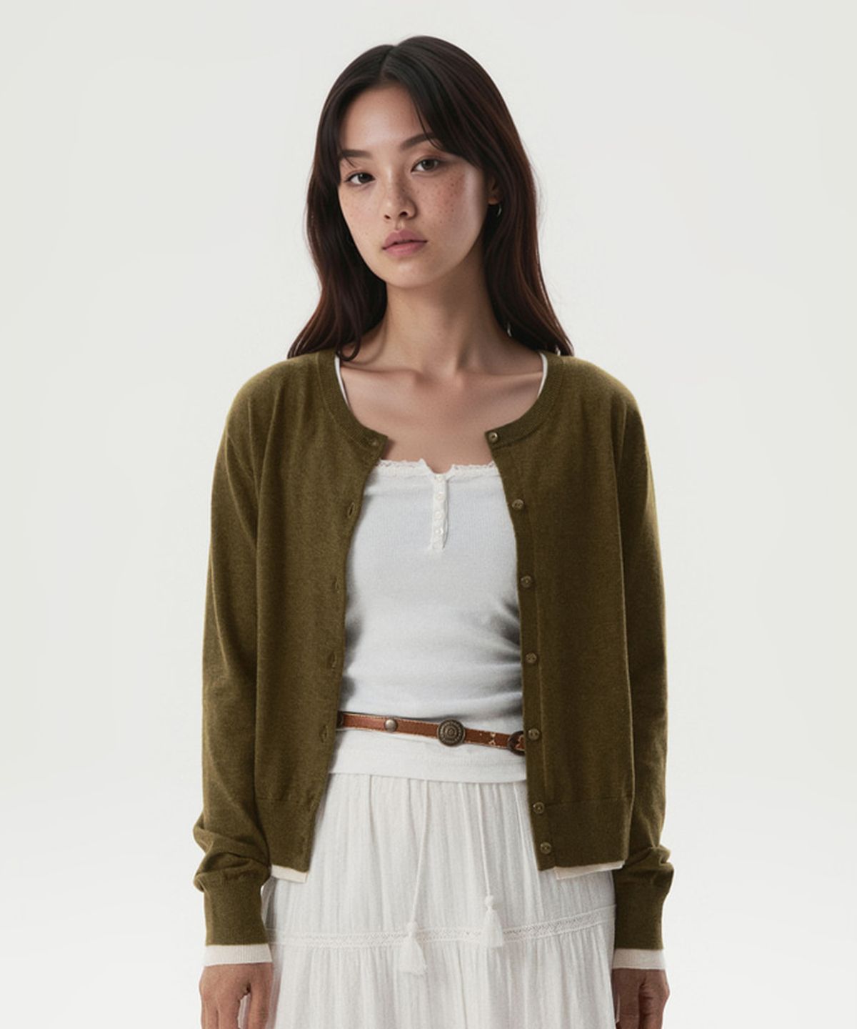 후아유(WHO.A.U) Layered R-neck Cardigan / WHCKG4823F