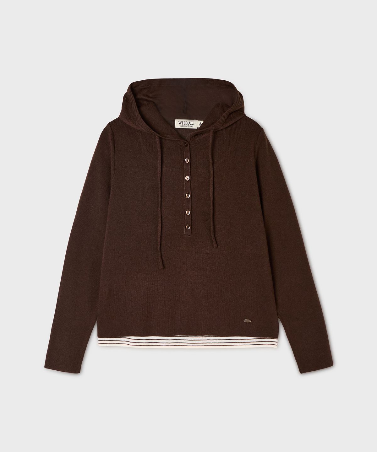 후아유(WHO.A.U) Layered Henley Neck Hoodie Pullover / WHKAG4841F