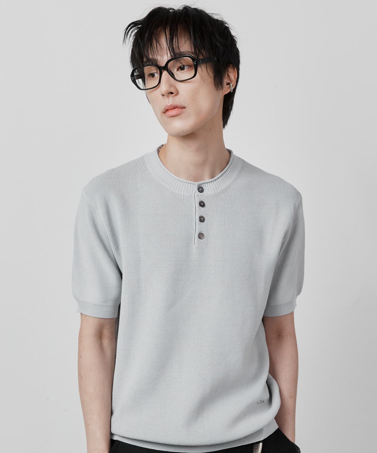 쎄이(CEIII) 스탠다드 하찌 헨리넥 반팔니트 그레이