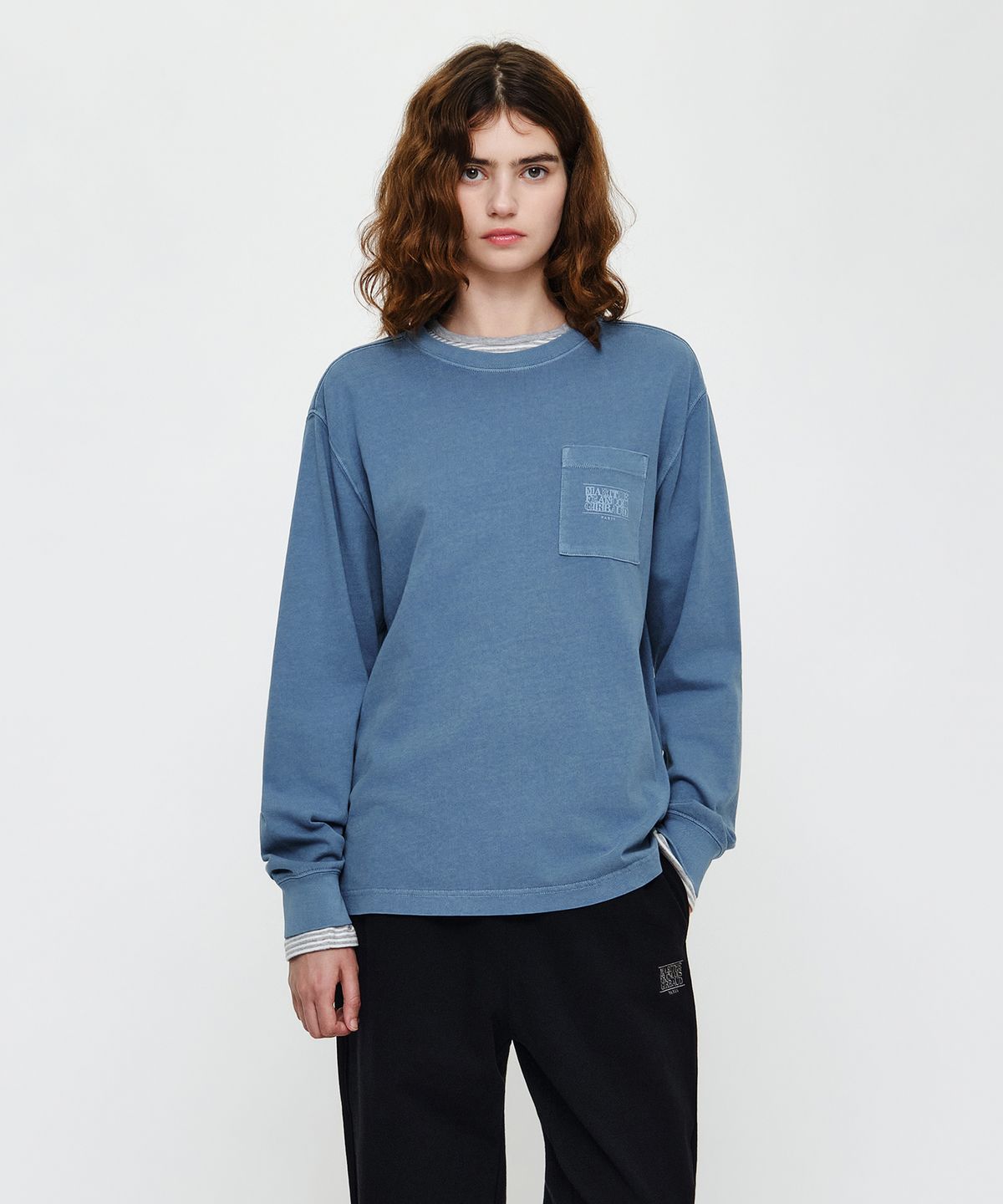 마리떼 프랑소와 저버(MARITHÉ + FRANҪOIS GIRBAUD) DOODLE CLASSIC LOGO WASHING LONG SLEEVE TEE blue