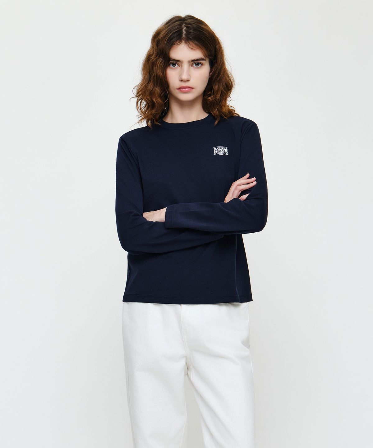 마리떼 프랑소와 저버(MARITHÉ + FRANҪOIS GIRBAUD) W SMALL CLASSIC LOGO LONG SLEEVE TEE navy