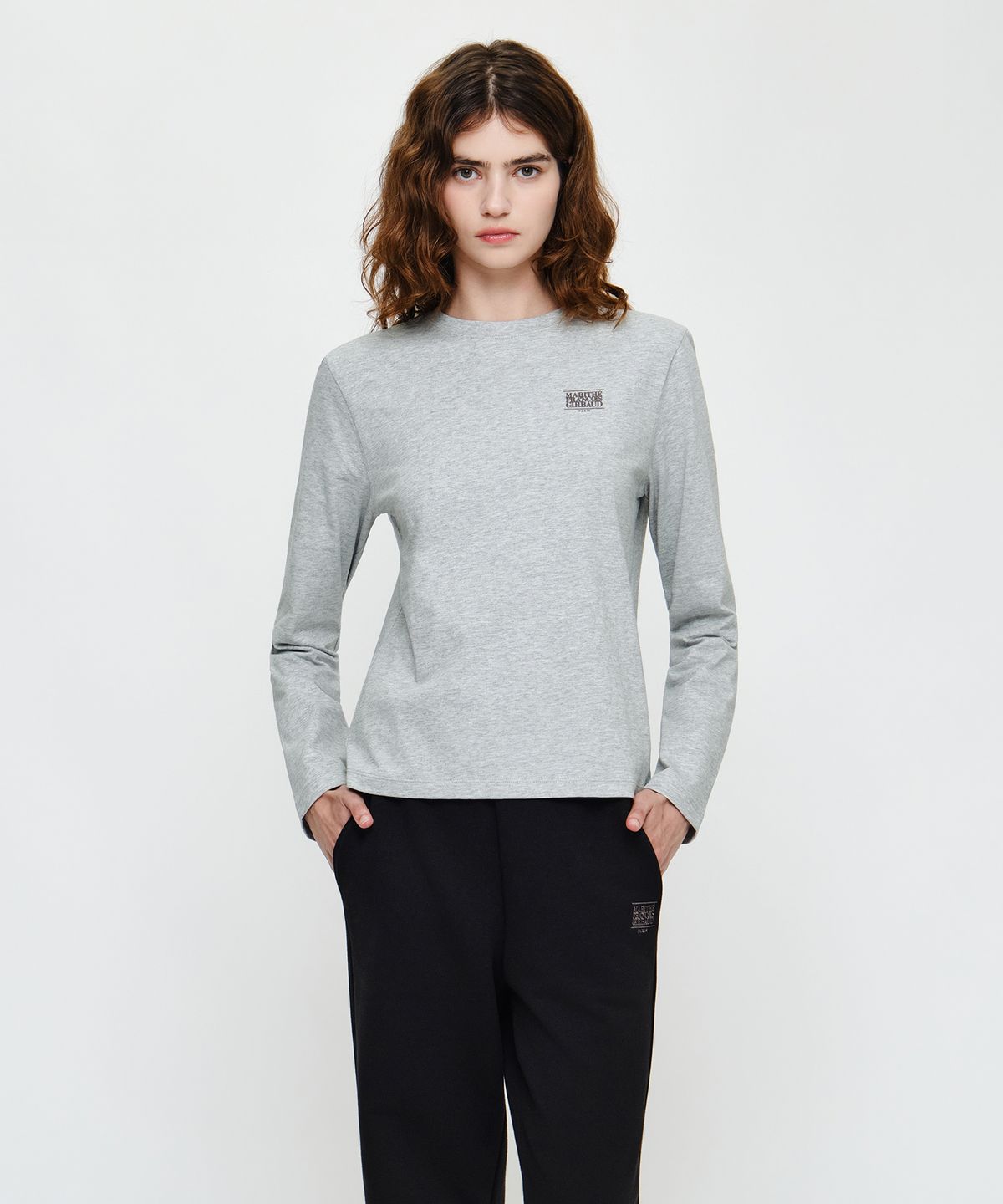 마리떼 프랑소와 저버(MARITHÉ + FRANҪOIS GIRBAUD) W SMALL CLASSIC LOGO LONG SLEEVE TEE heather gray