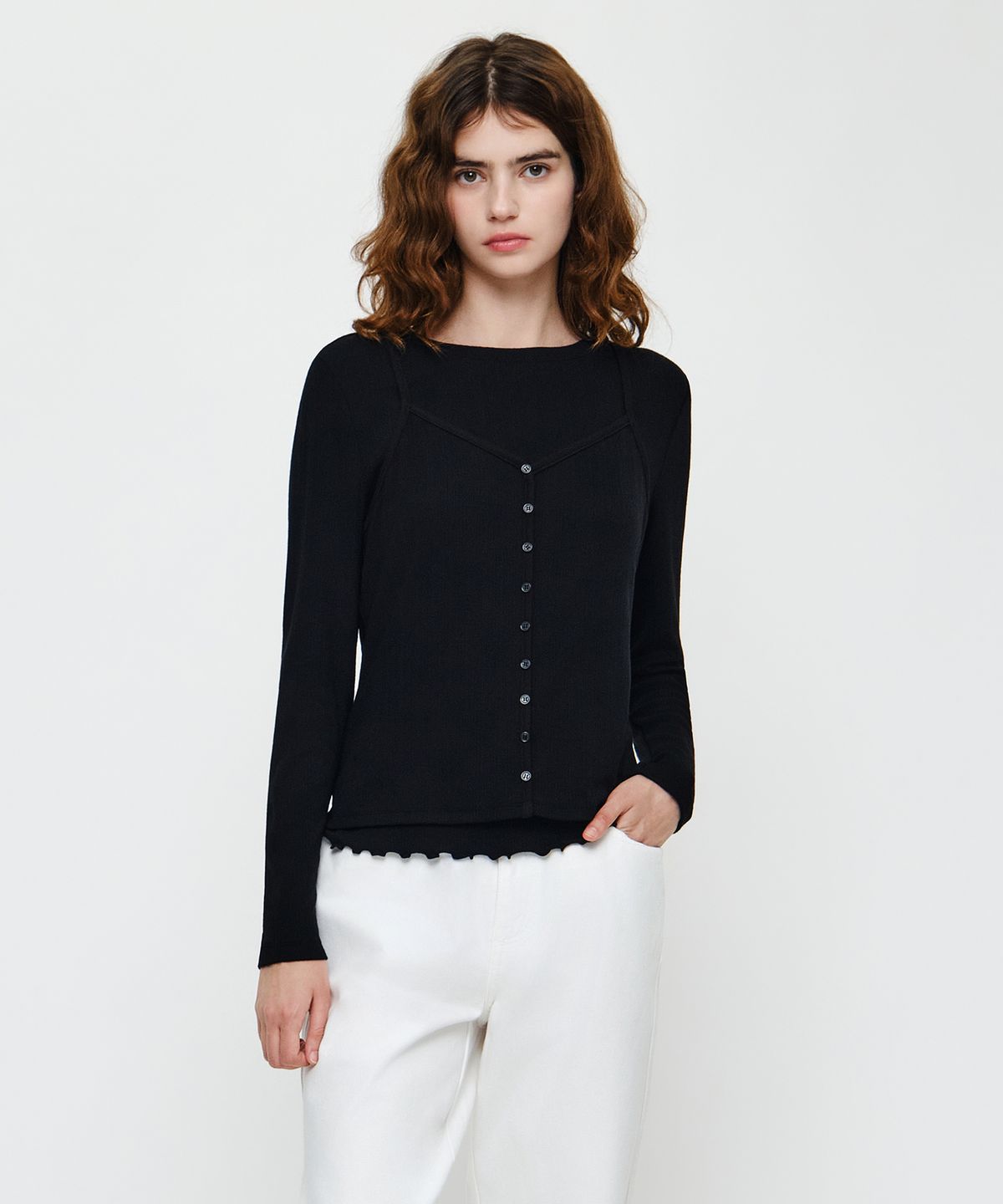 마리떼 프랑소와 저버(MARITHÉ + FRANҪOIS GIRBAUD) W SLEEVELESS LAYERED LONG SLEEVE TEE black