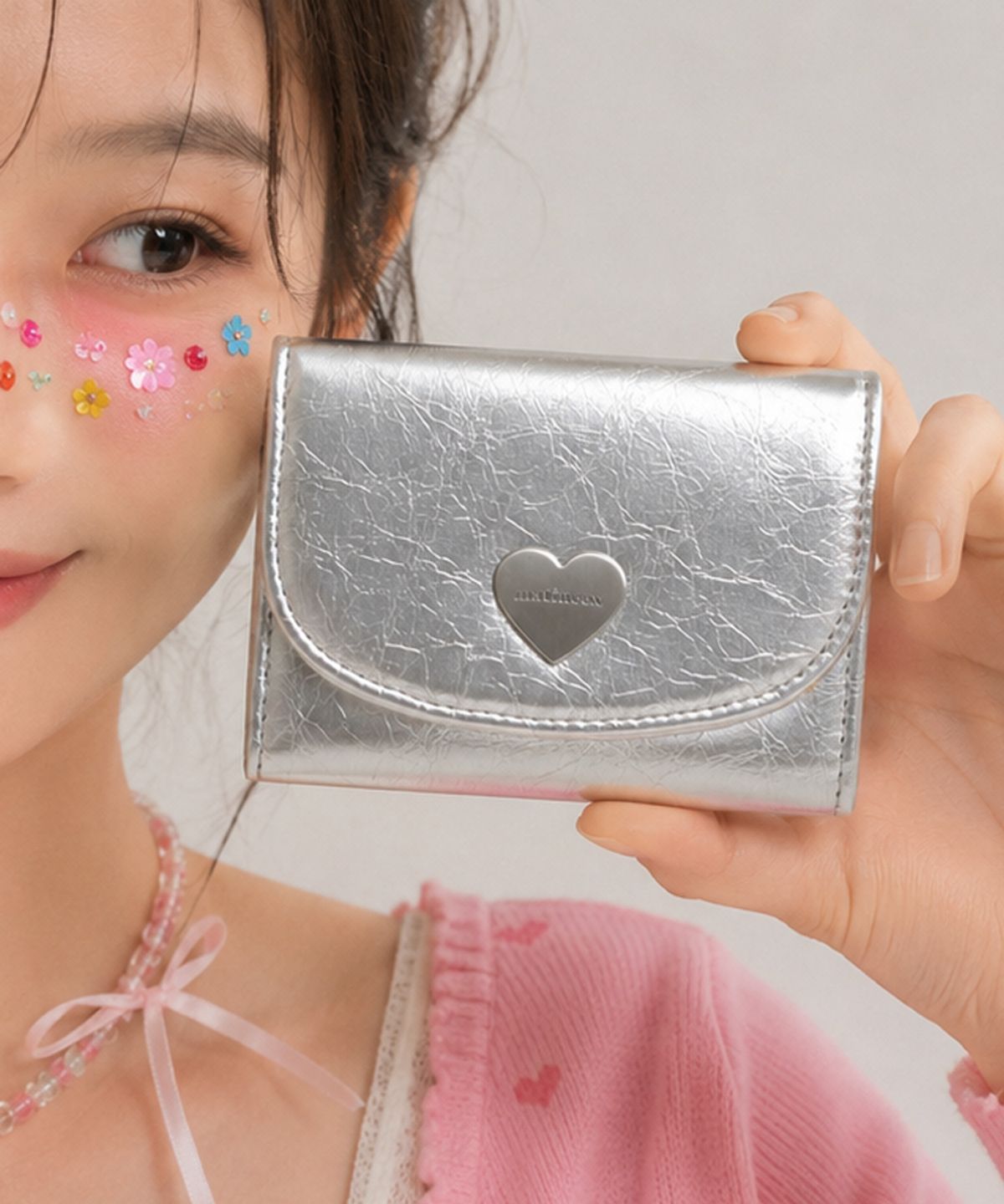 마틴콕스(MATINCOX) Heart Fold Wallet - Silver